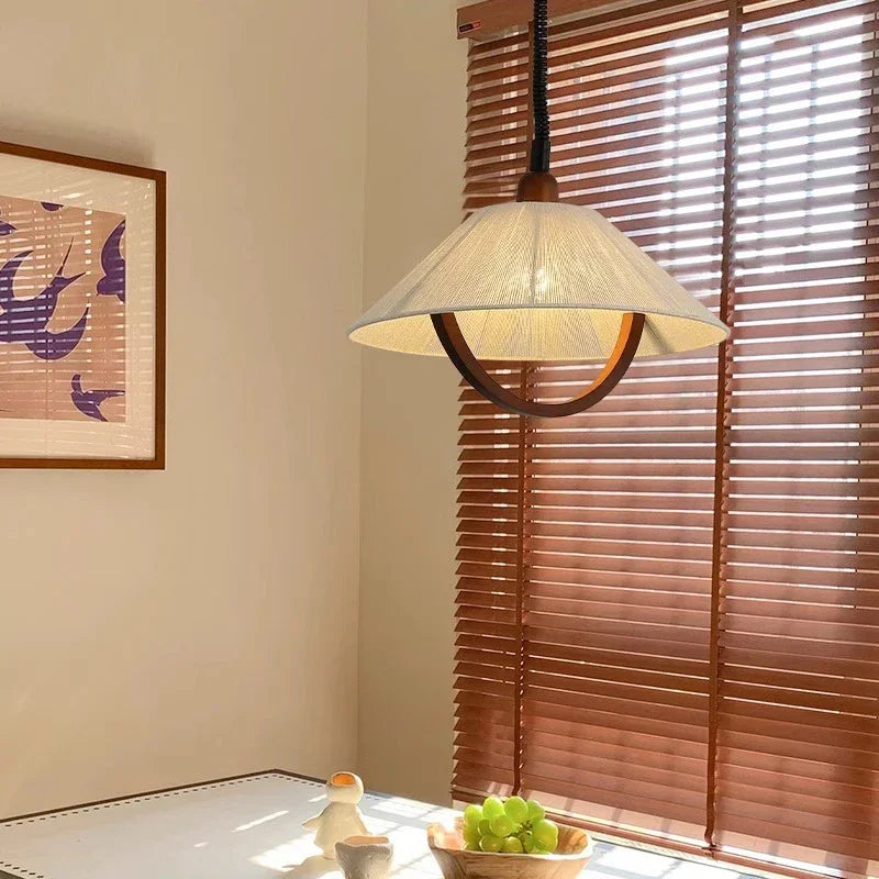 Wood Ceiling Pendant Lights for Kitchen Bedroom, Elegant Retractable Chandelier for Home Decor