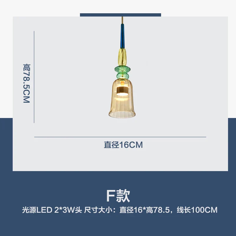 Nordic Glass Candy Pendant Lights for Living Room Bedroom Children Decor