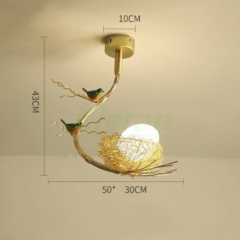 Bird's Nest Glass LED Ceiling Lamp for Modern Nordic Living Room Decor
