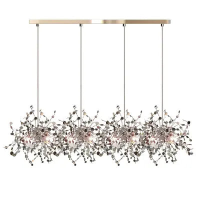 Leaf Chrome Ceiling Chandelier for Living Room, Bar, or Balcony Lighting