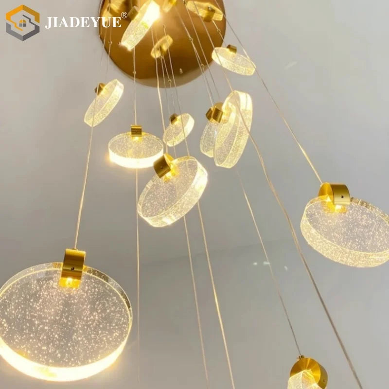 Crystal Spiral Chandelier LED Modern Minimalist Staircase Living Room Light