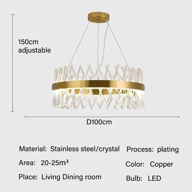 Modern Luxury Crystal LED Pendant Chandelier for Home Living Dining Room Lighting