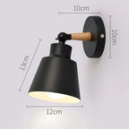 Black Wooden Wall Light Modern E27 LED Sconce Living Room Decor