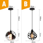 Black Metal Cage Pendant Light - Vintage Industrial Loft Kitchen Lighting