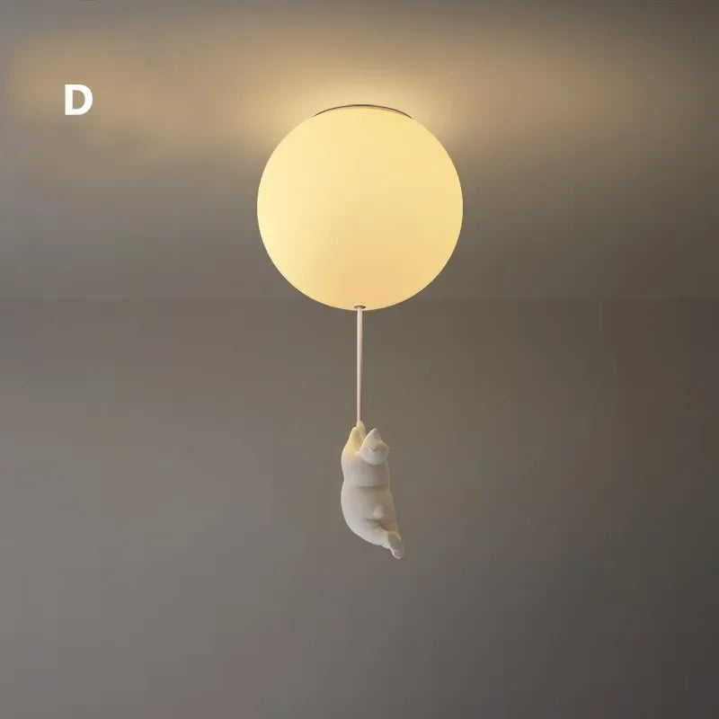 Bear LED Ceiling Chandelier: Cute PVC Ball Lampshade for Children's Room Decor