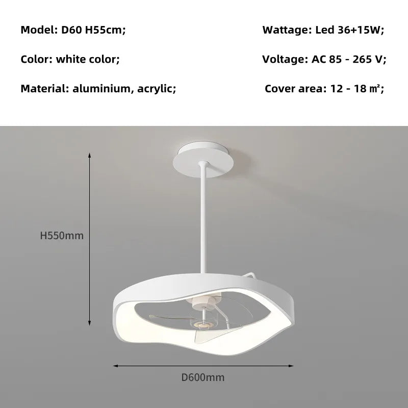 Modern Fan Chandelier LED Ceiling Light with Remote Control - Bedroom Kitchen Lighting