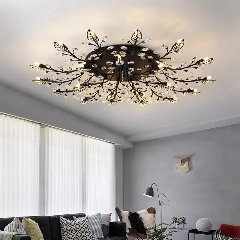 Crystal Ceiling Chandelier LED Light Fixture for Living Room Bedroom Kitchen