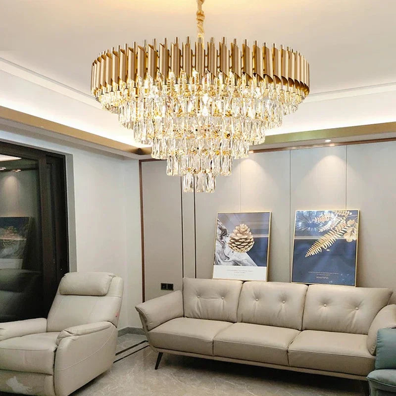 Crystal LED Pendant Chandelier: Modern Luxury Living Room Dining Lighting Fixture