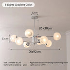 Silver LED Chandelier: Modern Nordic Glass Pendant Light for Home Décor