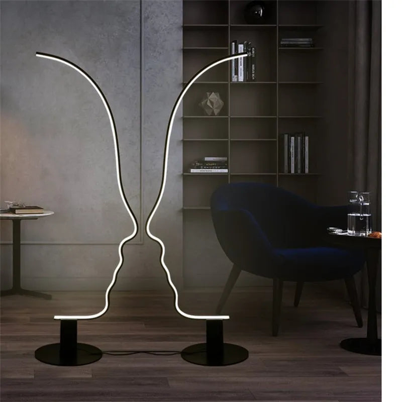 Modern Human Face Art Floor Lamp: Creative Nordic Design for Living Room, Bedroom.