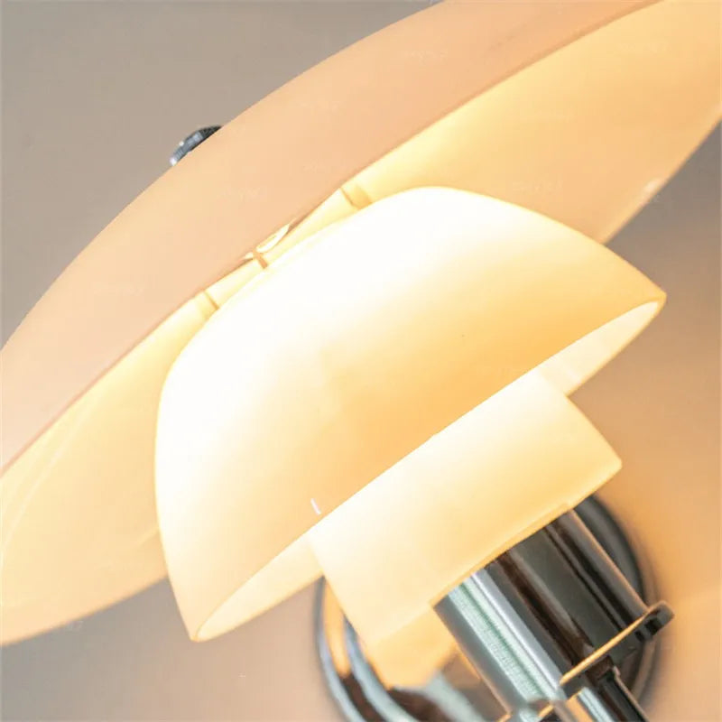 Glass Wall Lamp Danish Design Chrome Light E27 for Home Decor & Living Room