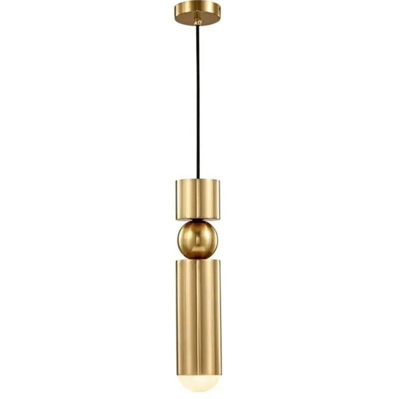 Gold Tube Pendant Light - Kitchen Bedside Hanging Lamp by AliLamp