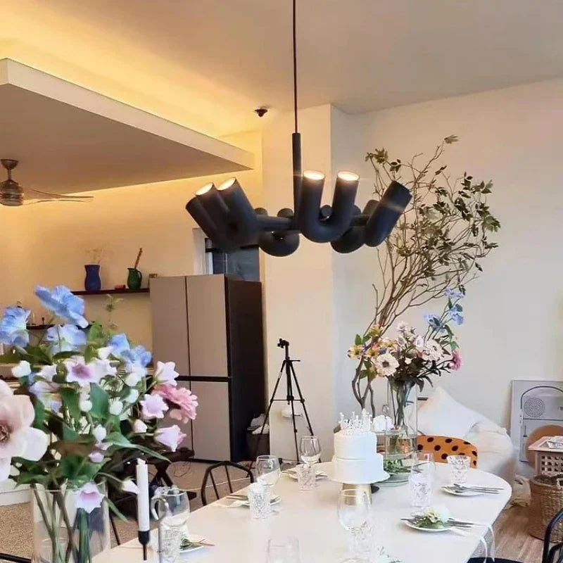 U-shaped Iron Chandelier Modern Minimalist LED Lighting for Home and Restaurant