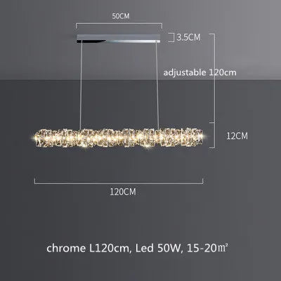 Luxury Crystal Pendant Chandelier Dimmable LED Light for Modern Living Room