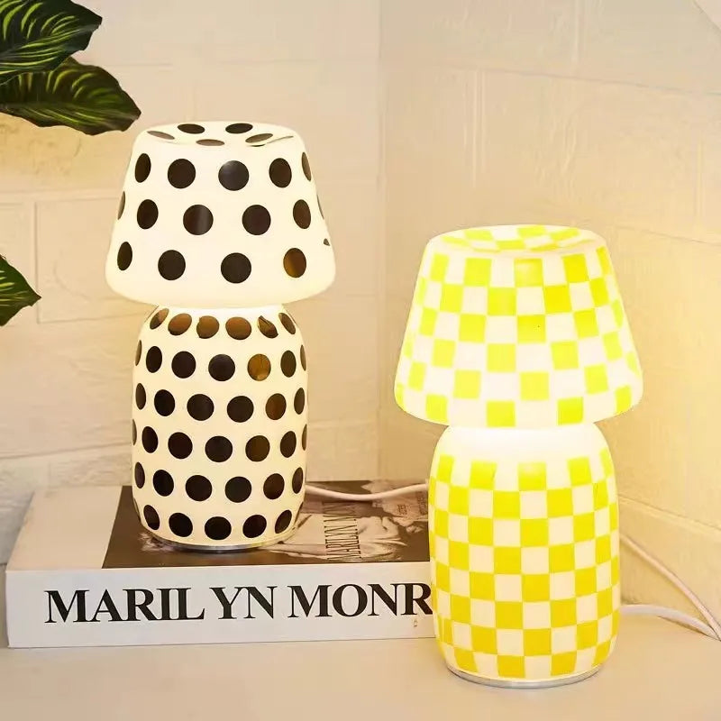 Apollo Mushroom Glass Table Lamp - White Glass Bedside Night Light