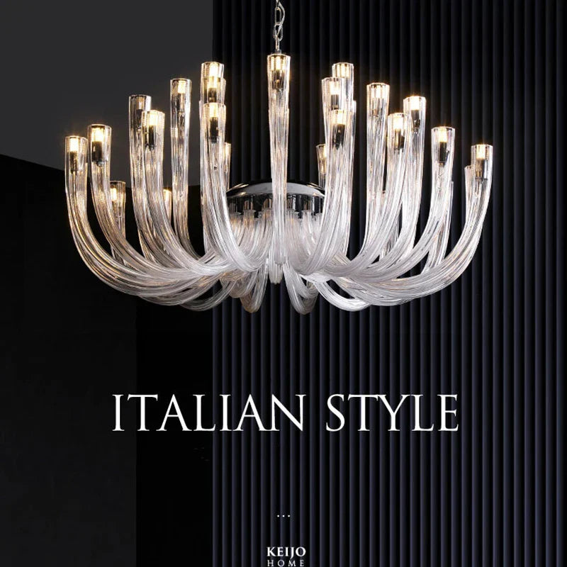 U Shaped Glass Ceiling Chandelier for Luxury Living Room, Villa Parlor, Kitchen - LED Hanging Lamp