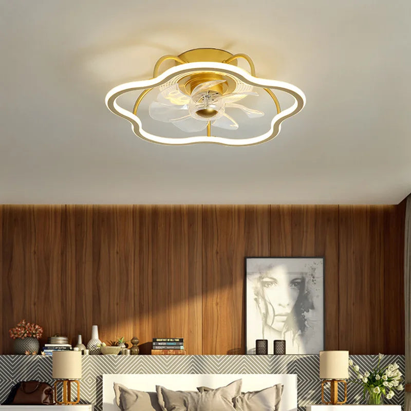 LED Ceiling Fan with Remote Control, Modern Silent Lighting Fixture for Bedroom and Dining Room