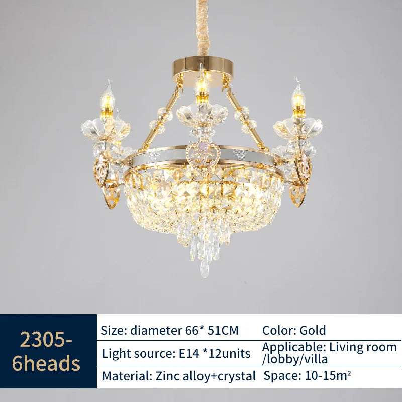 Crystal Luxury Chandelier for European Style Living Room, Bedroom, and Stairwell