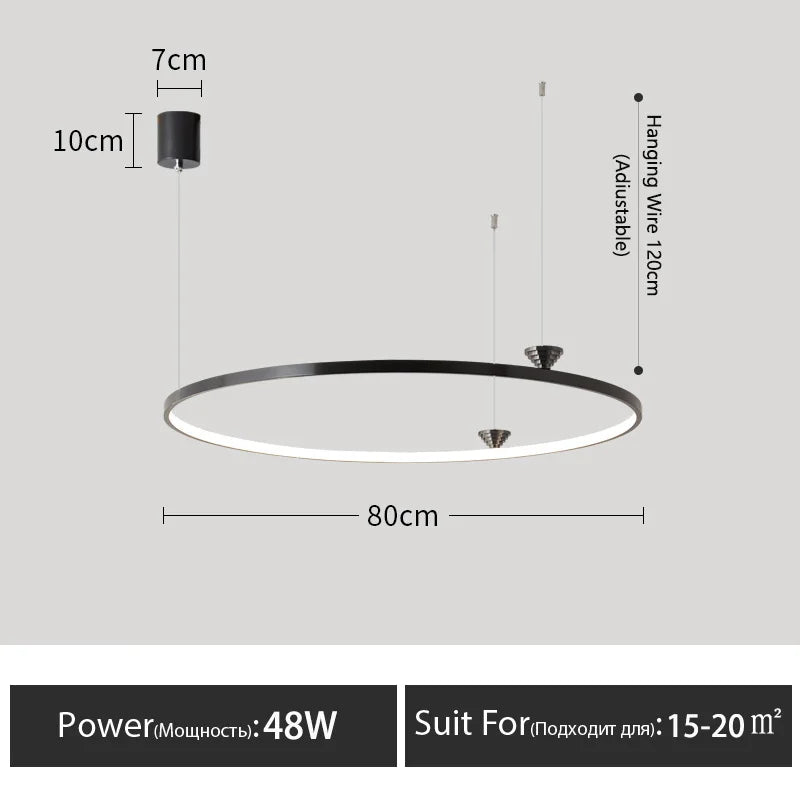 Circular All-Copper Italian Style LED Pendant Lamp for Living Room and Bedroom