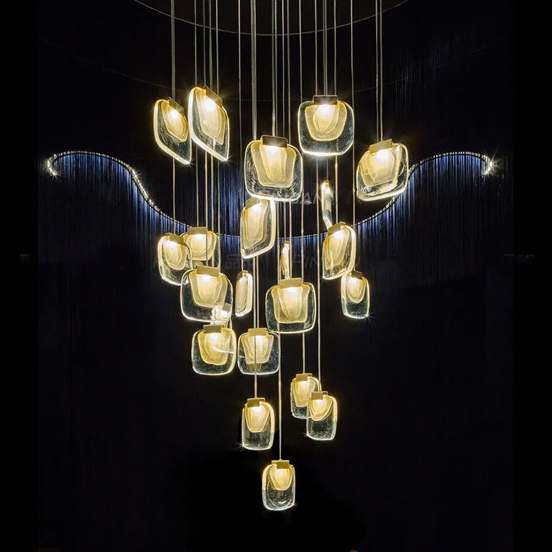 Luxury LED Crystal Chandelier for Staircase, Creative Living Room Lighting