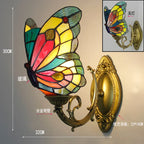 Butterfly Glass Sconces LED Wall Lamps Tiffany Mediterranean Bedroom Lighting