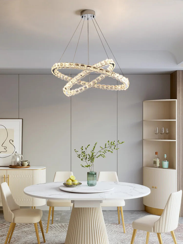 Crystal Chandelier: Modern Net Red Circle Light for Living Room, Bedroom, Restaurant