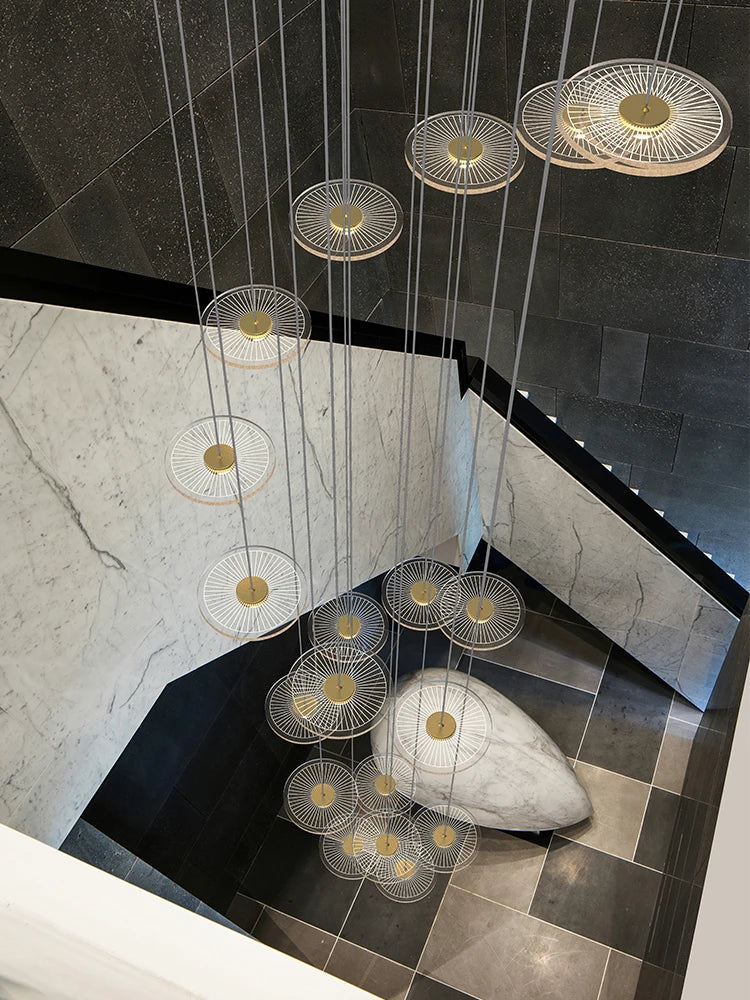 LED Chandelier for Revolving Staircase | Loft Villa Ceiling Hanging Lamp