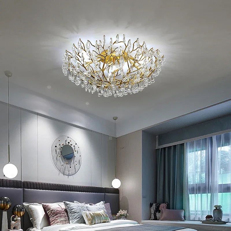 Modern LED Crystal Chandelier for Living Room Dining Bedroom Ceiling Light