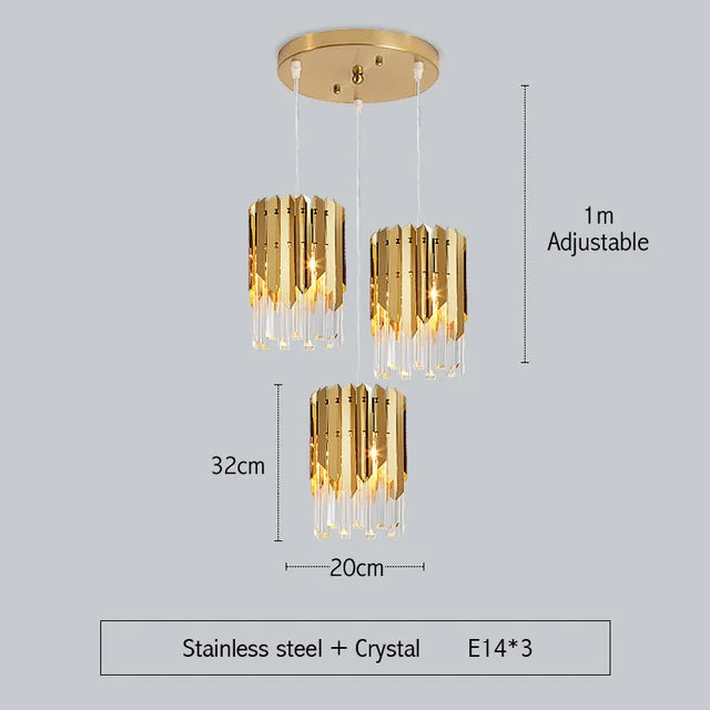 Luxury Crystal Round Chandelier LED Pendant Lamp for Living Room & Bedroom