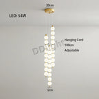 Modern LED Copper Ceiling Chandelier White Ball Pendant Light Fixtures