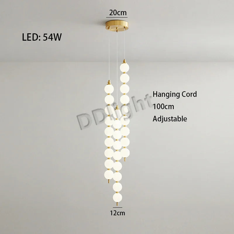 Modern LED Copper Ceiling Chandelier White Ball Pendant Light Fixtures