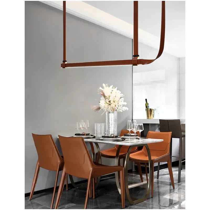 Minimalist Leather Pendant Lamp for Restaurants, Bars, and Tea Rooms
