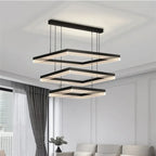 Minimalist Black Square Frame LED Chandelier for Living Room