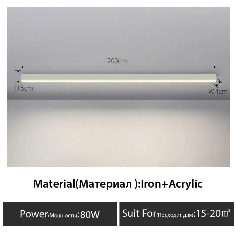 Black Linear LED Ceiling Light for Aisle, Bedroom, Dining, Living Room – Minimalist Design