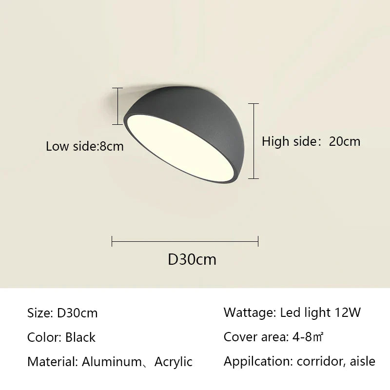 LED Semicircular Ceiling Light for Bedroom, Aisle, Balcony - Modern & Creative Lighting Fixtures