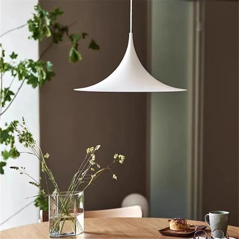 Scandi Horn Pendant Lamp - Minimalist Danish Design - Metal Dining Hanging Light