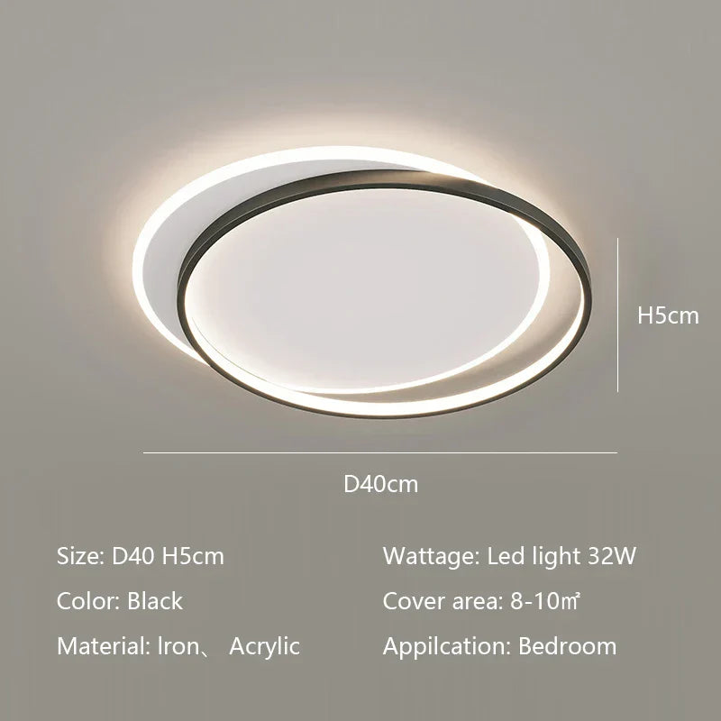 Modern Round LED Ceiling Lamp for Bedroom, Living Room, Study - Dimmable Circle Light Fixtures