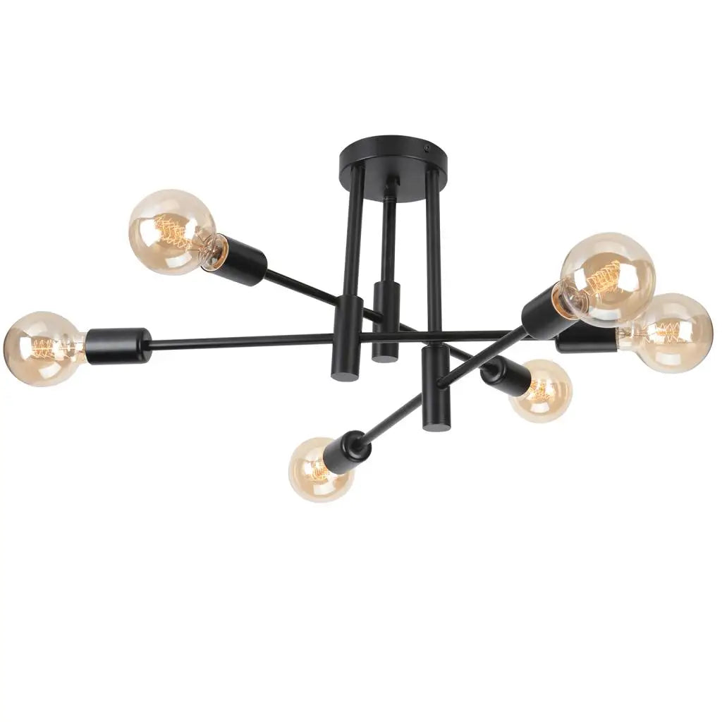 Industrial Chandelier: Modern Wrought Iron LED Ceiling Lamp for Home Decor
