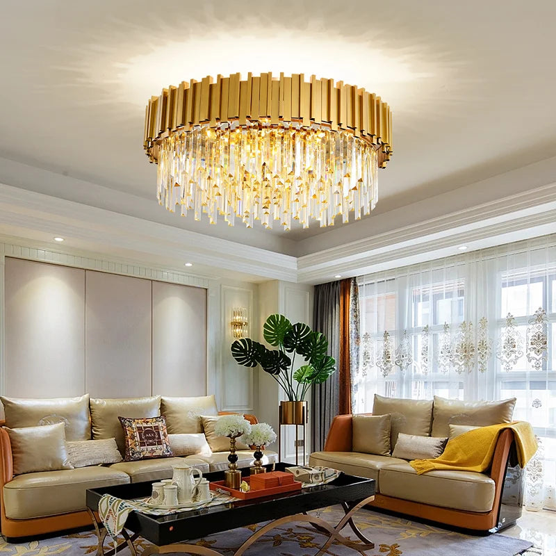 Stainless Steel Crystal Chandelier for Duplex Building, Hotel, Club and Living Room