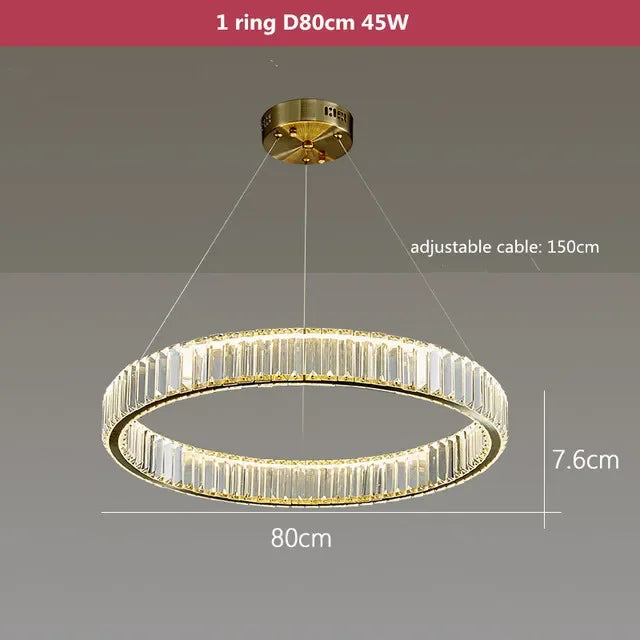 Round Crystal LED Pendant Chandelier for Luxury Dining Room and Bedroom Lighting