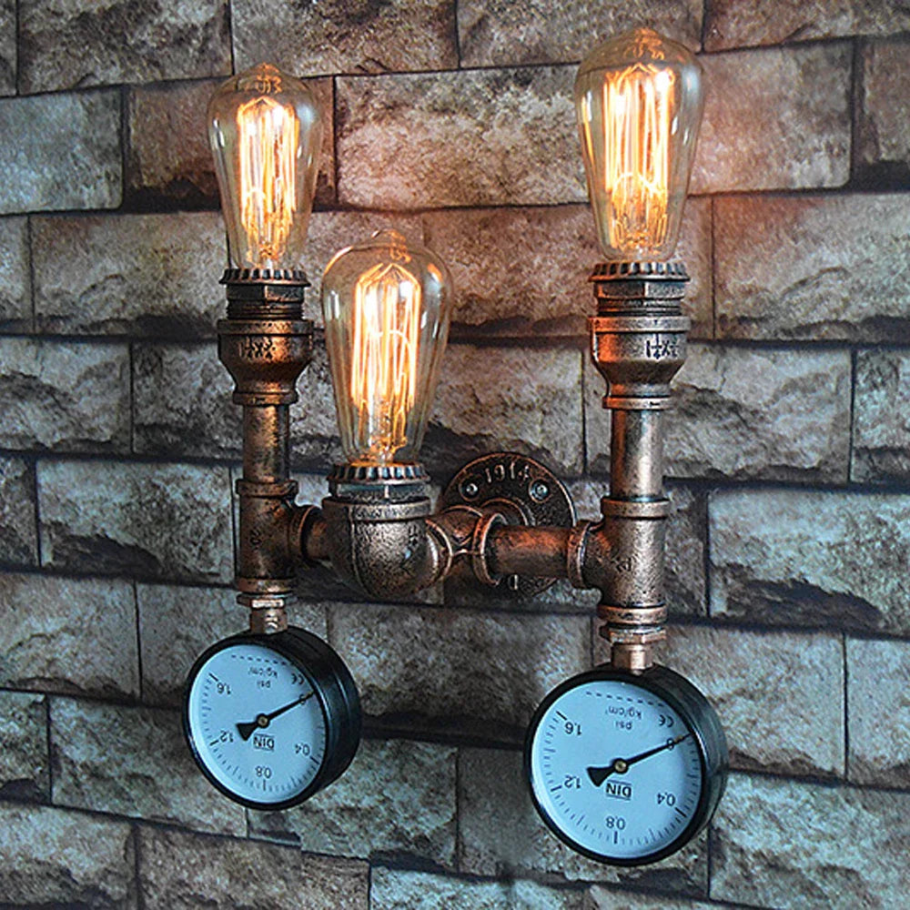 Rustic Water Pipe Wall Sconce Light for Home Decor