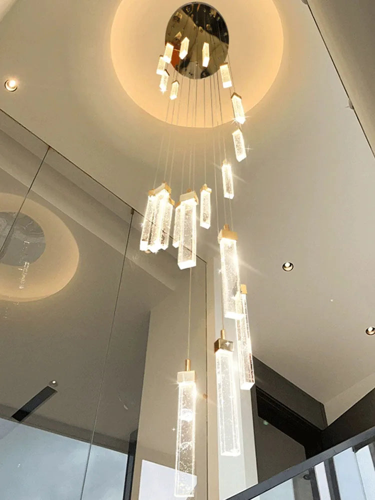 Crystal Ceiling Chandelier: Modern Nordic Design, Long Staircase Pendant Lamp