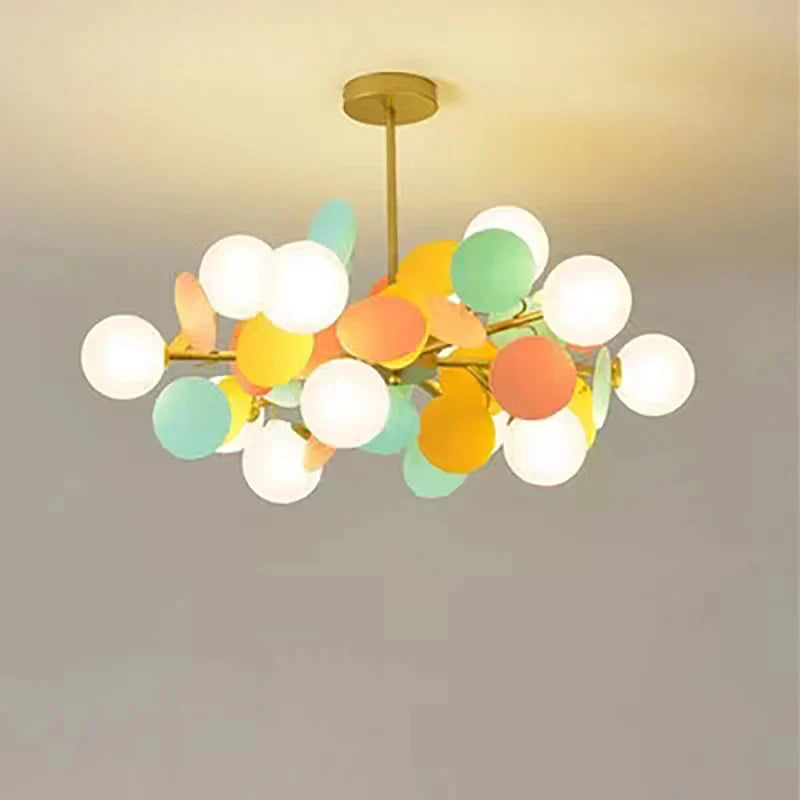 Scandinavian Chandelier: Colorful Magic Bean Tree Branch Light for Living Room
