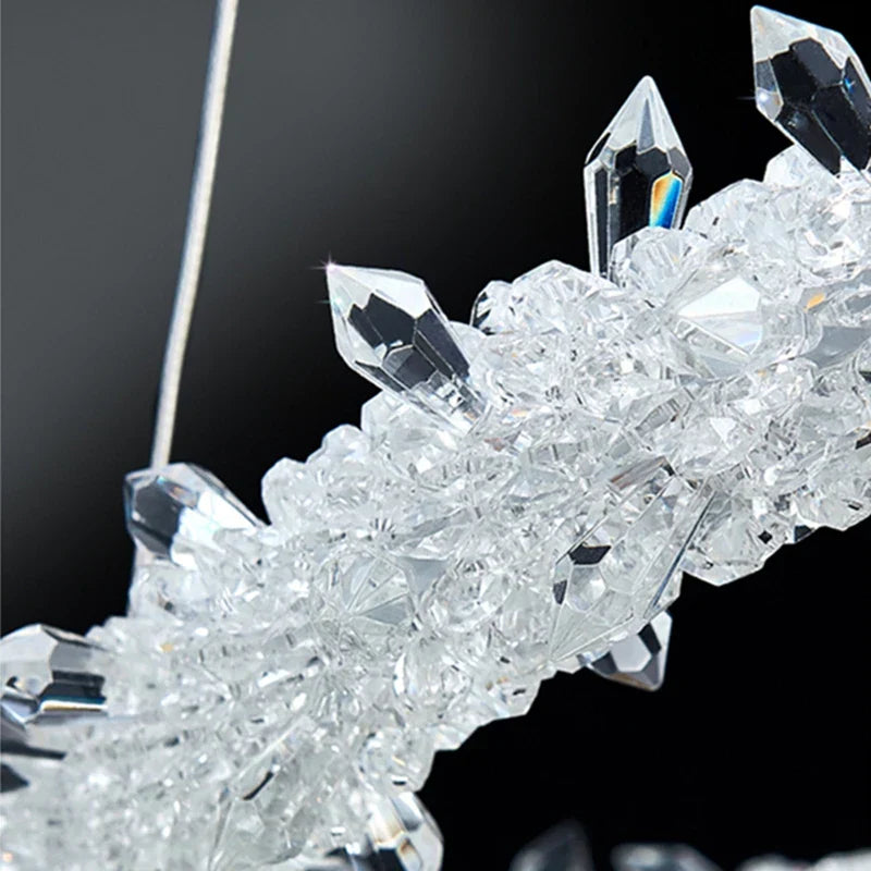 Nordic K9 Crystal Round LED Chandelier for Home, Hotel, & Office