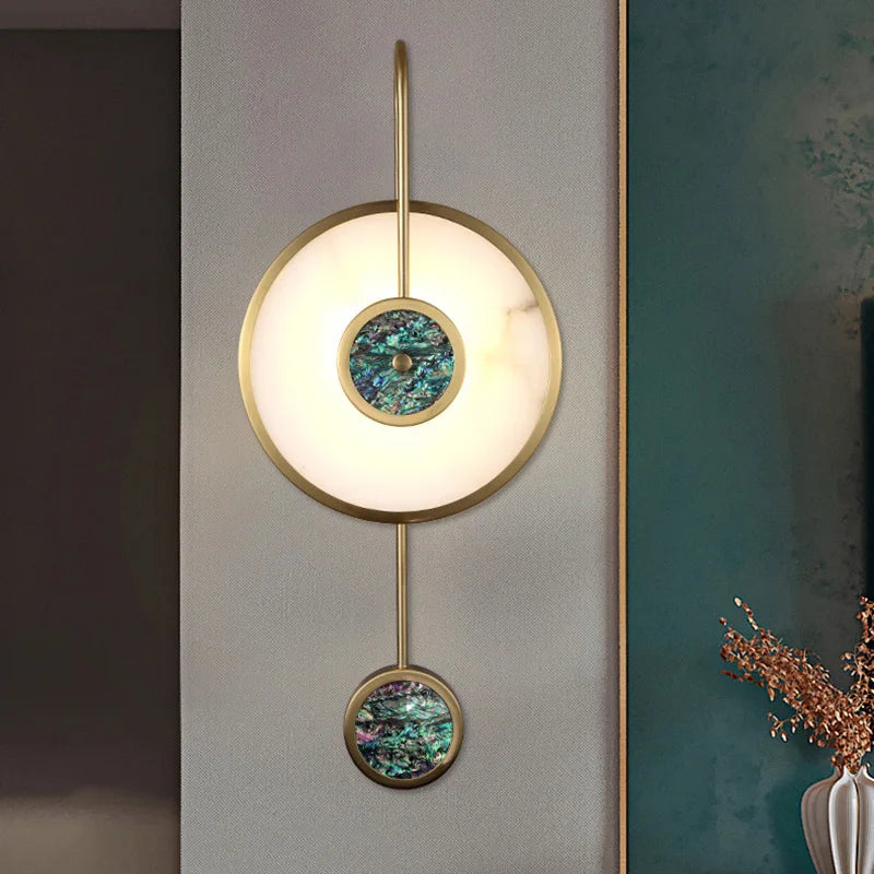 Retro Marble Round Wall Lamp: Minimalist LED Indoor Lighting for Living Room, Bedroom, Study