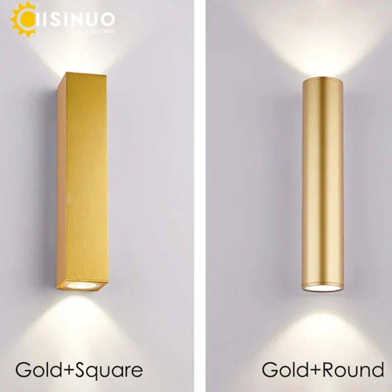 Gold LED Wall Lamp 96V 220V IP67 Waterproof Outdoor Sconce Light