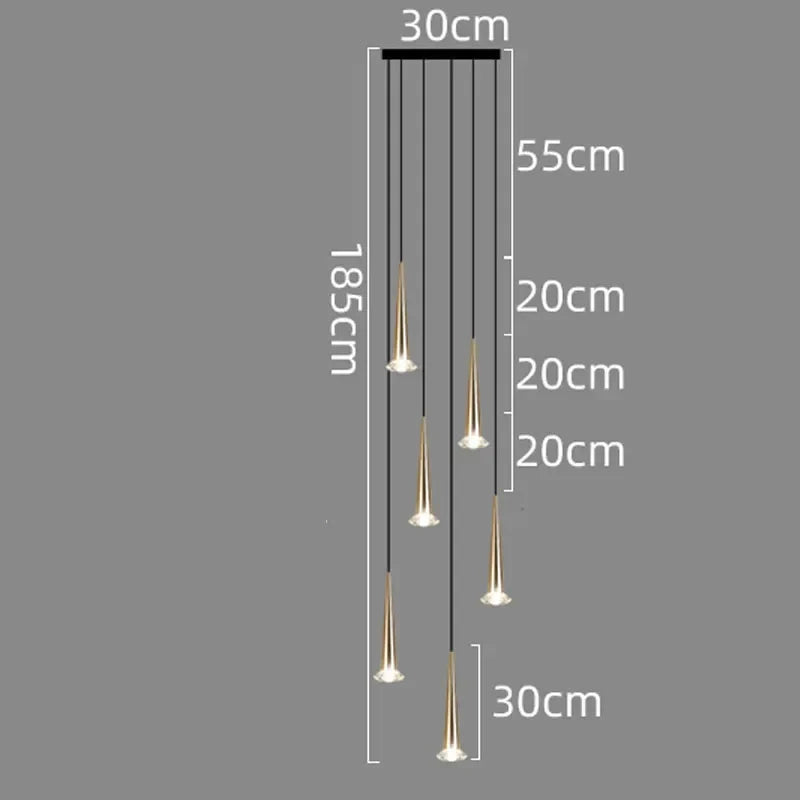 Crystal LED Chandelier: Luxury Pendant Light, Staircase Suspension Luminaire, Indoor Hanging Lamps