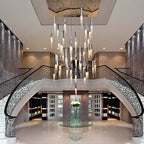 Crystal Staircase Chandelier: Modern LED Lighting for Living Room, Hall, or Loft