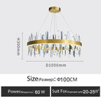 Luxury Crystal Dimmable Round Chandelier - Glossy LED Lighting