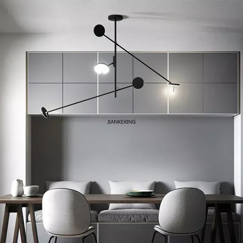 Modern Black LED Ceiling Chandelier for Restaurant Coffee Tables Room Desks